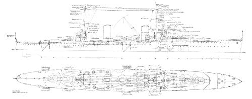 HMAS Sydney (II) Schematics, click here to download a large pdf version