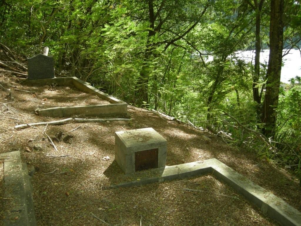 Site of Unknown Sailor’s original grave on Christmas Island, between the two graves shown. Photograph: Glenys McDonald AM