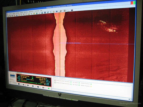 Second sonar pass of the Sydney wreck using a narrower 3km swathe for better definition.
