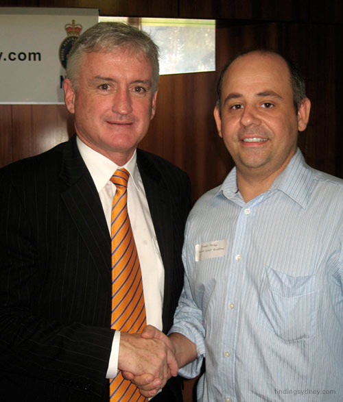 Richard Sojka shaking hands with Western Australian Premier Alan Carpenter.