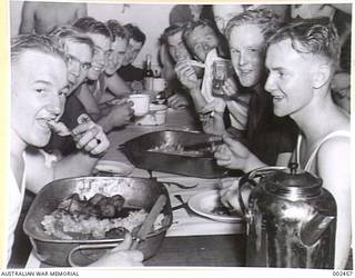 <em>SYDNEY</em> IN THE MESS ROOM. (NEGATIVE BY PARER).
