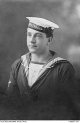 Portrait of 12782 Leading Seaman Stoker Arthur John Richter, HMAS Sydney I, of Culcairn. He enlisted on 15 December 1920. He served on HMAS Adelaide, HMAS Swordsman, HMAS Morseby and HMAS Hobart in the intervening period. In April 1941he joined HMAS Sydney II. Richter died at sea when HMAS Sydney II was sunk in the Indian Ocean by the German auxiliary cruiser Kormoran on 20 November 1941, he was 41 years of age. He was an acting Petty Officer at the time.
