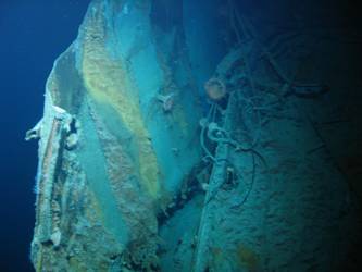 The break in deck forward of A gun turret