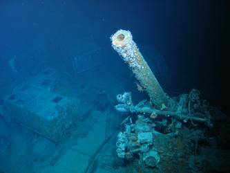 P2 4-inch gun at aft end of gun deck port side