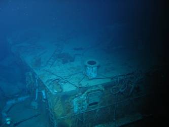 Officer's galley port side aft superstructure, burnt