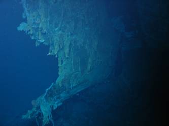 Break in ship's foredeck port side