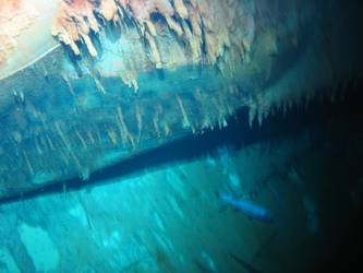 Close-up of area of ship's stern