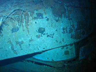 Damage to Y turret barbette and surrounding deck