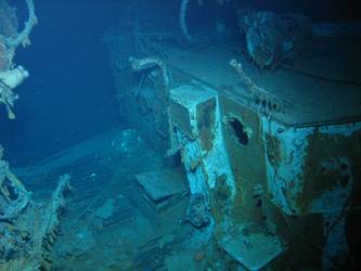 Damage to aft end of Senior officer accommodation
