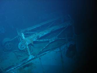 Looking down on stbd aft 27-foot whaler cradle