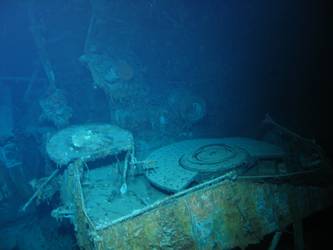 Stbd .5 inch maching gun sponson and searchlight mount