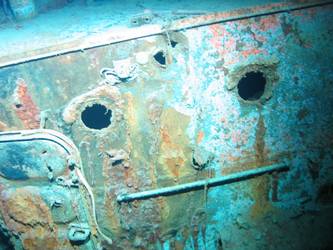 Damage to seamans mess below B turret