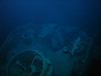 Looking down on the Director Control Tower barbette and compass platform