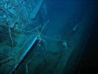 Looking down on main deck abreast officer's galley