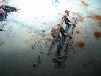 Remnants of 18-inch signalling projector- note telescope sight