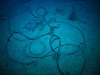Steel wire rope on seabed