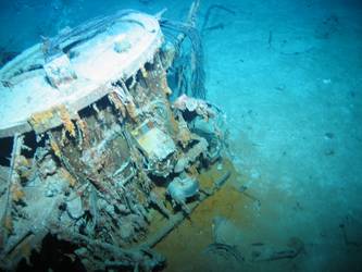 S1 4-inch gun mount inverted on seabed