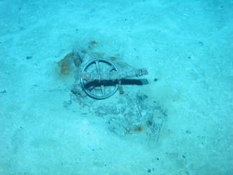 Brass wheel on seabed