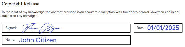 Fourth section of the form, showing name, signature, and date.