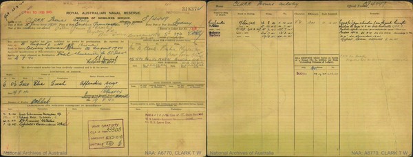 Service record of Thomas Welsby Clark